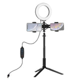 Live Broadcast Phone Bracket & Tripod Mount with Extension Rod & 6.2 Inch Led Ring Light Kit - Side View