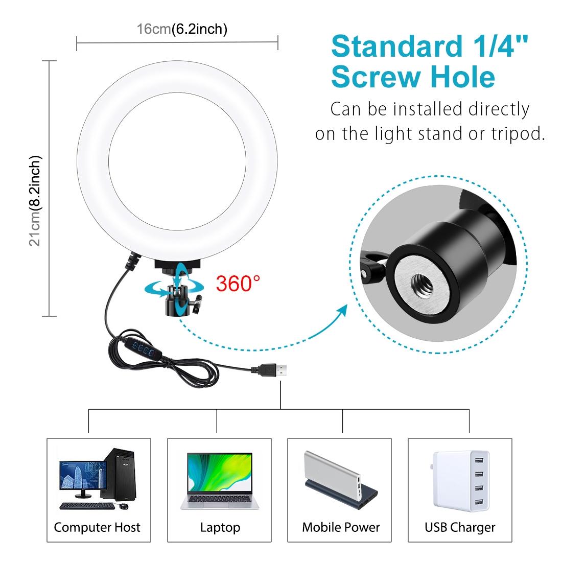 Live Broadcast Phone Bracket & Tripod Mount with Extension Rod & 6.2 Inch Led Ring Light Kit