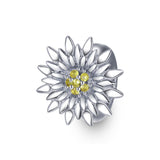 925 Sterling Silver Sunflower Bead Bracelet & Necklace Set - Front View