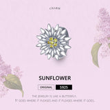 925 Sterling Silver Sunflower Bead Bracelet & Necklace Set - Top-Down View