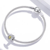 925 Sterling Silver Sunflower Bead Bracelet & Necklace Set - Low Angle