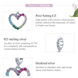 925 Sterling Silver Rainbow Heart Pendant For Diy Bracelets & Necklaces - Rear View