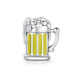 925 Sterling Silver Beer Mug Beads For Diy Bracelets & Necklaces - Front View