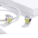 925 Sterling Silver Beer Mug Beads For Diy Bracelets & Necklaces - Close-Up Angle