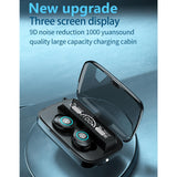 Waterproof Wireless Bluetooth Earphones with Touch Screen and Charging Box - Side View