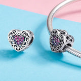 925 Sterling Silver Heart Beads For Diy Bracelets - Rear View
