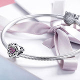 925 Sterling Silver Heart Beads For Diy Bracelets - Close-Up Angle