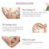 925 Sterling Silver Retro Rose Gold Beaded Bracelet Accessory - 45-Degree Angle