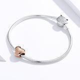 925 Sterling Silver Retro Rose Gold Beaded Bracelet Accessory - Close-Up Angle