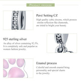 925 Sterling Silver Dog Footprint Diamond Bead Bracelet Charm - 45-Degree Angle