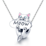 925 Sterling Silver Adorable Cat Charm For Diy Bracelets & Necklaces - Rear View