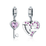925 Sterling Silver Diamond Heart Spoon Bracelet - Front View