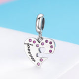 925 Sterling Silver Diamond Heart Spoon Bracelet - Rear View