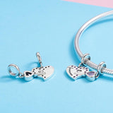 925 Sterling Silver Diamond Heart Spoon Bracelet - Low Angle