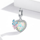 925 Sterling Silver Colorful Opal Butterfly Pendant For Diy Bracelets & Necklaces - Side View