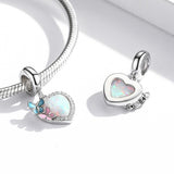 925 Sterling Silver Colorful Opal Butterfly Pendant For Diy Bracelets & Necklaces - 45-Degree Angle