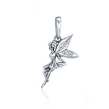 925 Sterling Silver Flower Fairy Dangle Pendant For Diy Bracelets & Necklaces - Front View