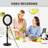 16cm Usb Led Ring Light with Tripod and 3 Modes - Black - Low Angle