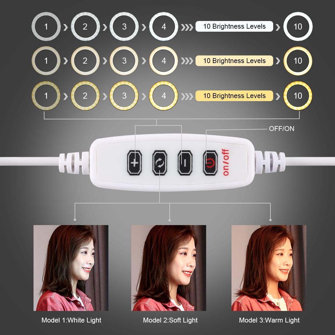 16cm Usb Led Ring Light with Tripod and 3 Modes - Black