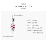 925 Sterling Silver Colorful Lollipop Pendant - Close-Up Angle