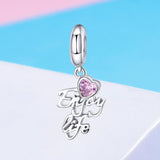 925 Sterling Silver Love Life Pendant For Diy Necklace / Bracelet - Rear View