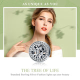925 Sterling Silver Tree Of Life Beaded Bracelet - Top-Down View