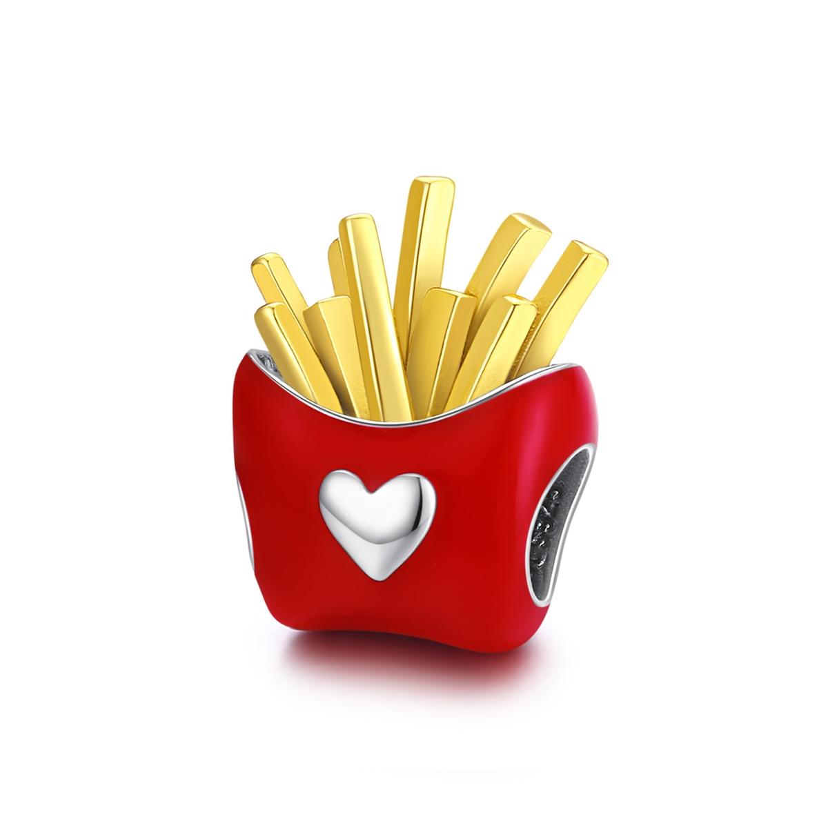 925 Sterling Silver Delicious Fries Food Beads For Diy Bracelets & Necklaces