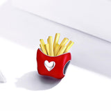 925 Sterling Silver Delicious Fries Food Beads For Diy Bracelets & Necklaces - Side View