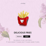 925 Sterling Silver Delicious Fries Food Beads For Diy Bracelets & Necklaces - Top-Down View
