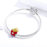 925 Sterling Silver Delicious Fries Food Beads For Diy Bracelets & Necklaces - Low Angle