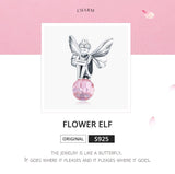 925 Sterling Silver Flower Fairy Beaded Pink Glass Zircon Bracelet Accessories - Top-Down View