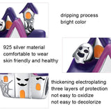 925 Sterling Silver Diy Purple Ghost House Beaded Accessories - Side View