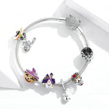 925 Sterling Silver Diy Purple Ghost House Beaded Accessories - 45-Degree Angle