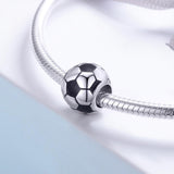 925 Sterling Silver Football Love Pendant Beads - Close-Up Angle