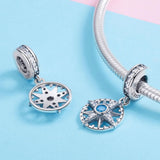 925 Sterling Silver Compass Pendant Necklace - Rear View