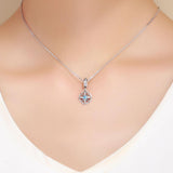925 Sterling Silver Compass Pendant Necklace - Low Angle