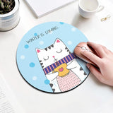 Coffee Cat Circular Mouse Pad 22Cm Diameter - Top-Down View