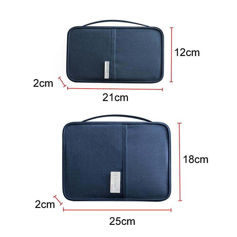 Waterproof Travel Document Bag Black Large - Orange Pink Small