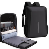Hard Shell Backpack Alloy Frame Anti-theft Computer Bag for Men Black - Front View