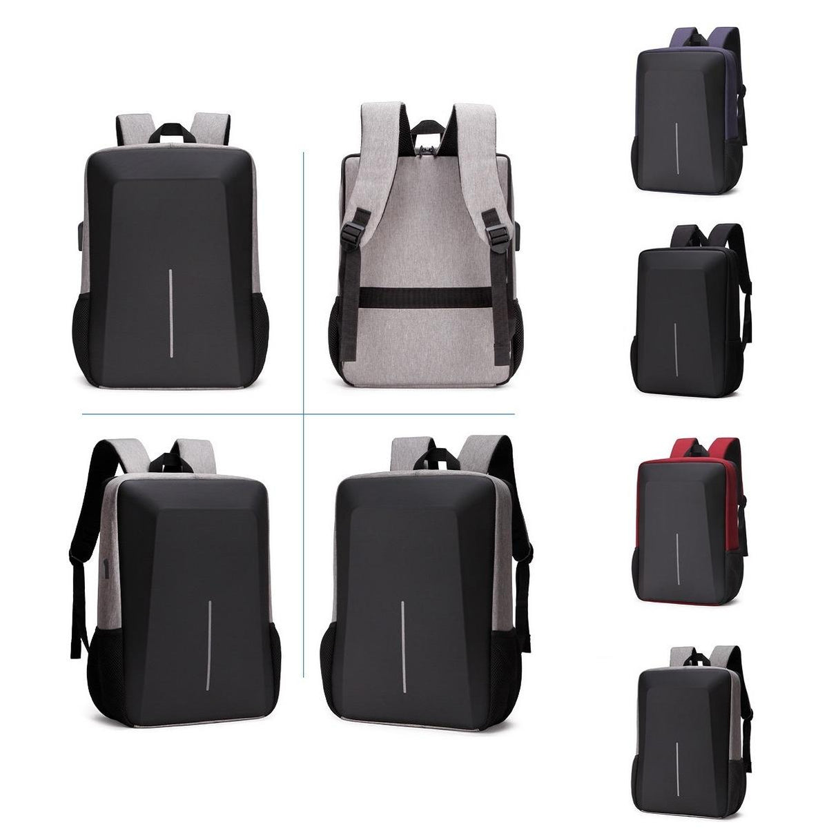 Hard Shell Backpack Alloy Frame Anti-theft Computer Bag for Men Black