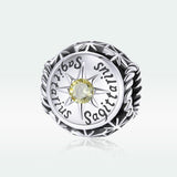 925 Sterling Silver Zodiac Beads For Diy Bracelets & Necklaces Sagittarius Style - Sagittarius - Side View