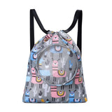 Blue Waterproof Drawstring Beach Bag L Size For Kids Wet & Dry Separation Shoulder Strap - Grey S
