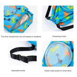 Blue Waterproof Drawstring Beach Bag L Size For Kids Wet & Dry Separation Shoulder Strap - Grey S