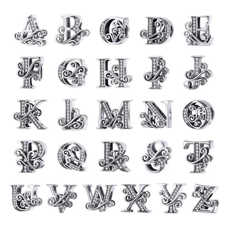 Diy Beaded Bracelet With Zircon Beads 26 Letters Style - I