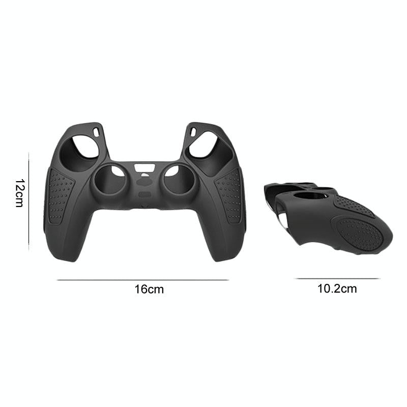 Black Silicone Protective Case for Ps5 Gamepad - Anti-skid Cover - Black + 8 Hats