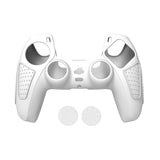 Black Silicone Protective Case for Ps5 Gamepad - Anti-skid Cover - Black + 8 Hats - Low Angle