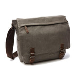 Gray Canvas Business Messenger Bag Versatile & Medium - Front View