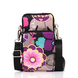 Animal Park Mini Crossbody Phone Wallet With Arm Band - Colourful Flower - Low Angle