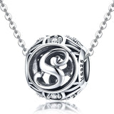 925 Sterling Silver 26 English Letter Beads For Diy Bracelets & Necklaces Style - S - Side View