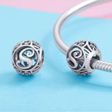 925 Sterling Silver 26 English Letter Beads For Diy Bracelets & Necklaces Style - S - Top-Down View